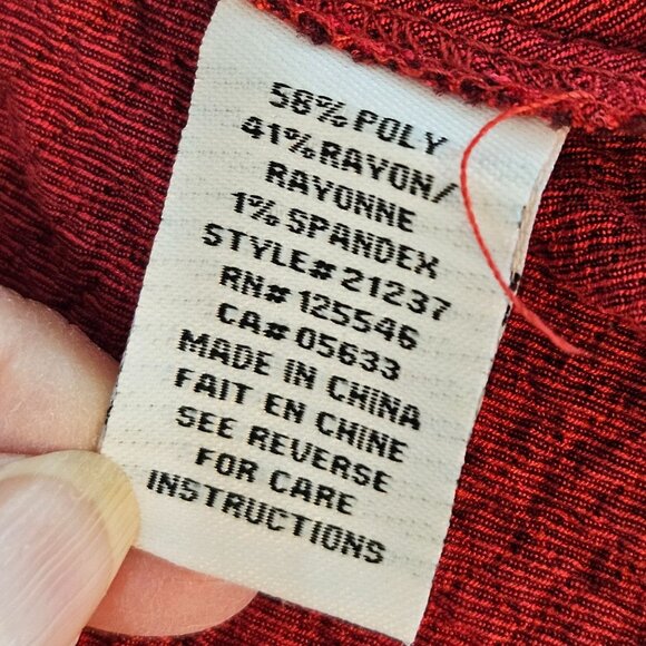 Habitat Clothes To Live In Tunic Top Size Large Red Textured Detail Button Boho - Picture 8 of 11